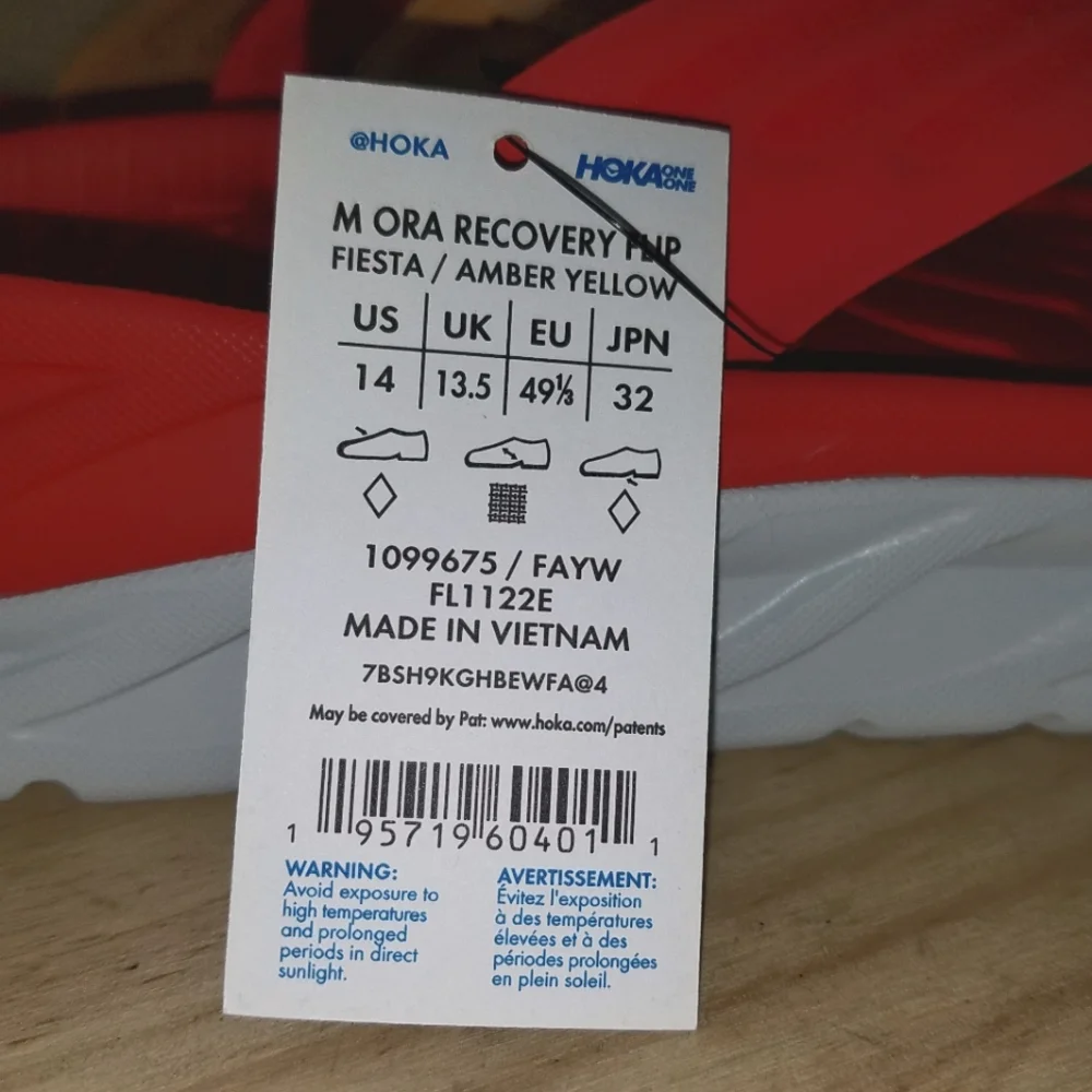 Hoka One One Ora Recovery Flip Flops Men's 14 US Fiesta Amber Yellow NEW